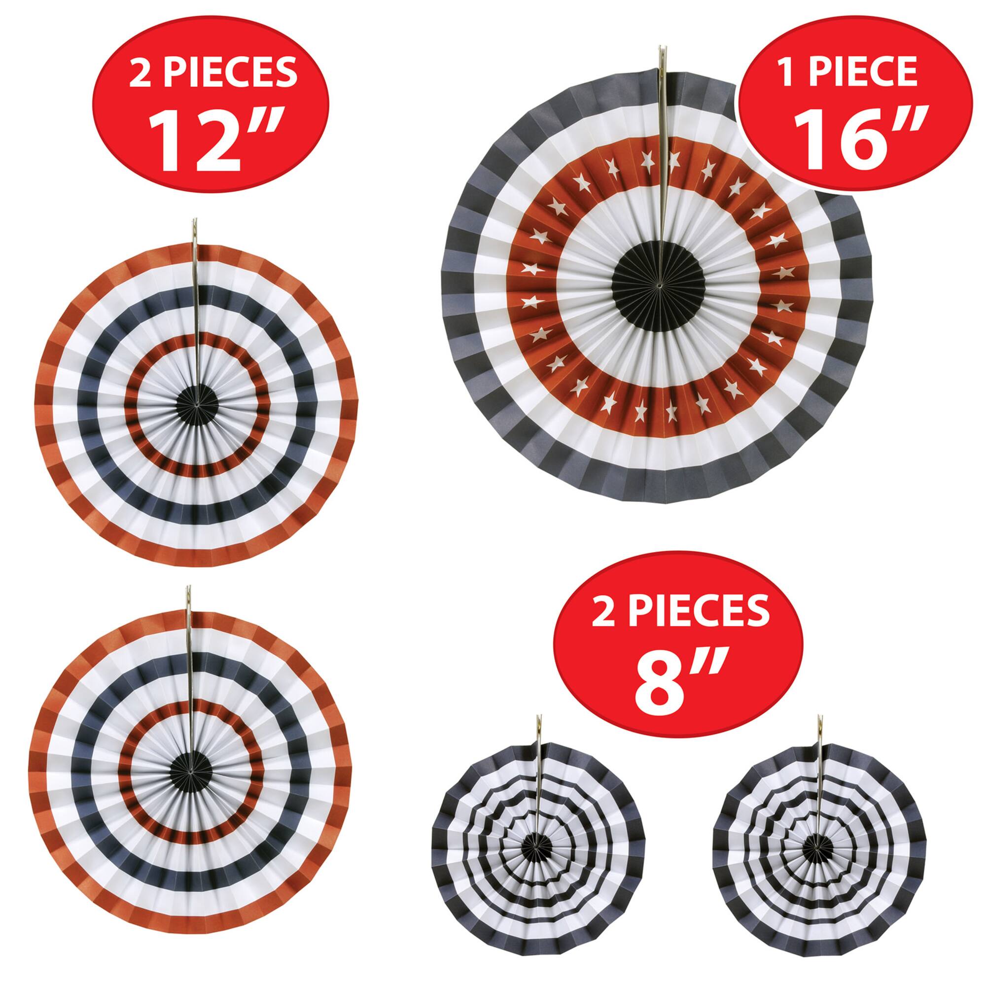 Beistle Patriotic Accordion Paper Fans Set